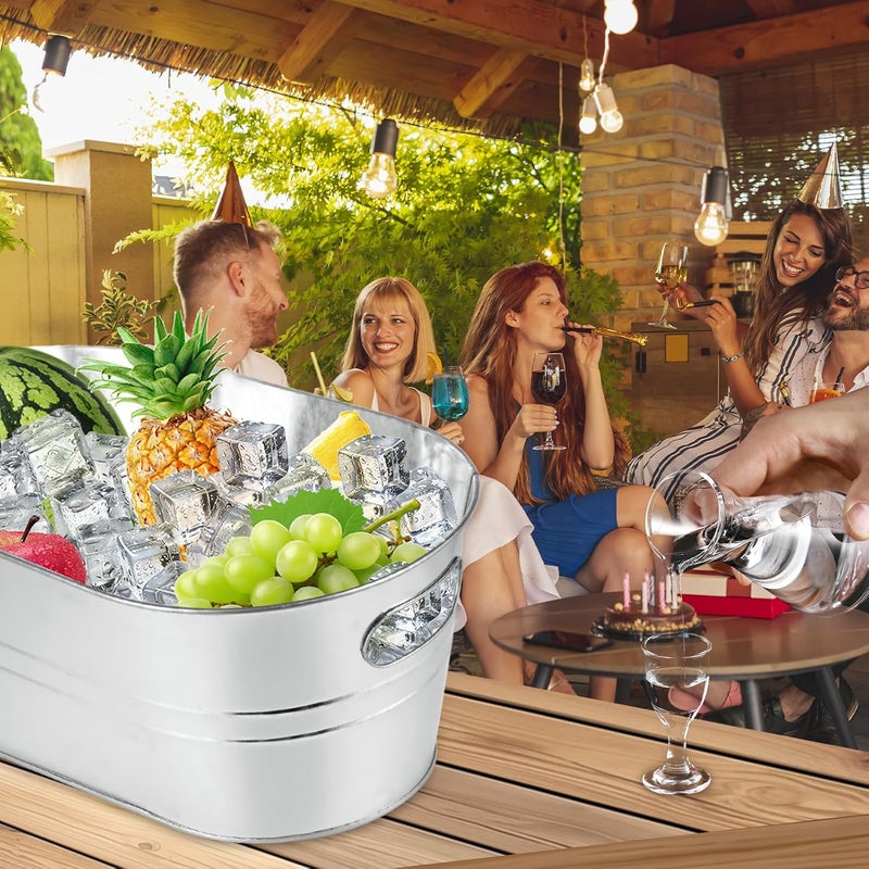 MIVIDE 4 Pack Galvanized Tub 3.3 Gallon Ice Bucket Large Metal Champagne Drink Bucket with Handles Galvanized Ice Buckets for Parties Mimosa Bar Cocktail Bar - Image 4